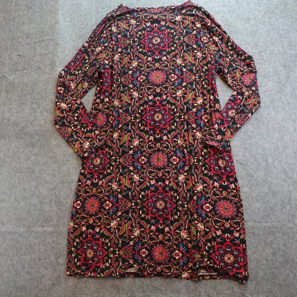 J Jill Dress Women Extra Large Red Floral Mandala Paisley Long Sleeve Knit - Picture 6 of 11